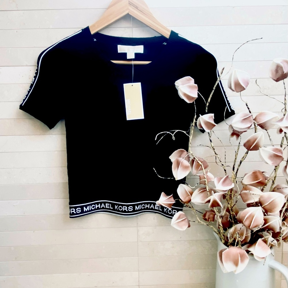 New MK logo textured tape sweater